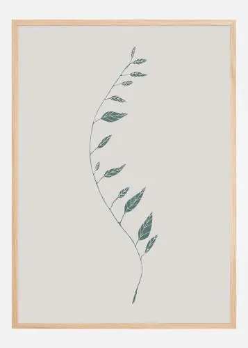 Wavy Branch Green Poster (21x29.7 cm (A4)) Lichidare de stoc