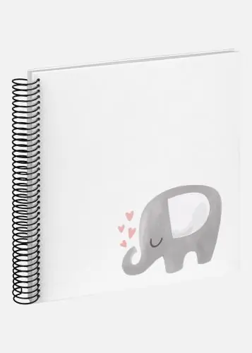Lichidare de stoc Baby Elephant Hearting Album cu spirală Alb - 24x24 cm (40 Albe Pagini)