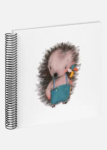 Plată securizată Baby hedgehog Calisto Album cu spirală Alb - 24x24 cm (40 Albe Pagini / 20 foi)