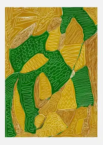 Cel mai bun preț Gold And Green Abstract Tablou Pe Pânză (30x40 cm)