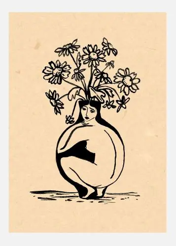 Woman In Vase Tablou Pe Pânză (30x40 cm) Plată securizată