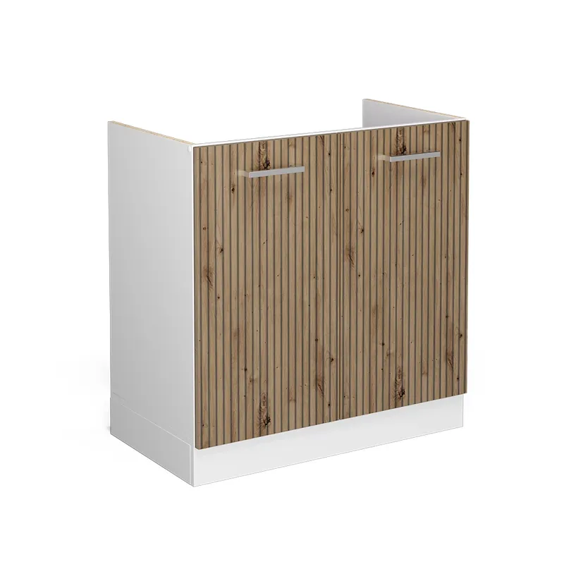 Ieftin Dulap de bază pentru chiuvetă R-Line Stejar artizanal 80 cm fara blat Vicco