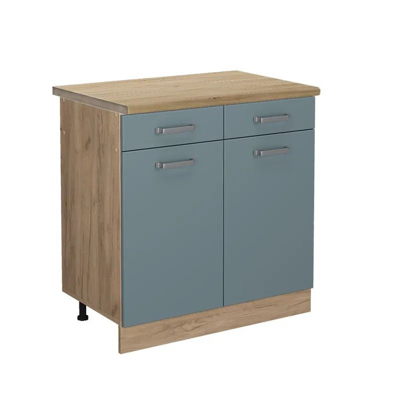 Dulap de bază de bucătărie R-Line Albastru-gri 80 cm , AP Stejar Vicco Preț redus
