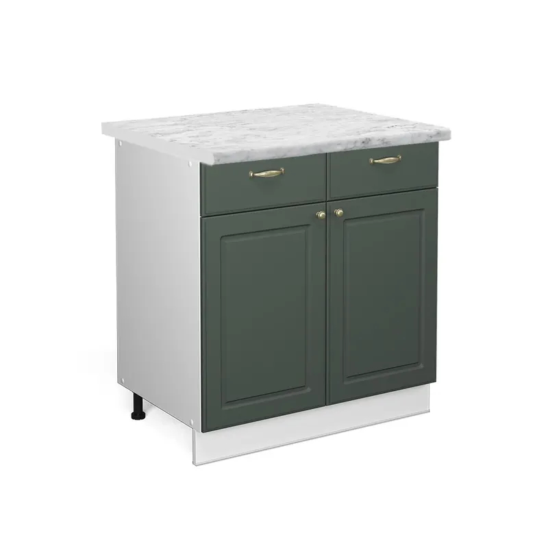 Preț mic Dulap de bază de bucătărie Fame-Line Casă de țară verde și aurie 80 cm , AP Marmură Vicco