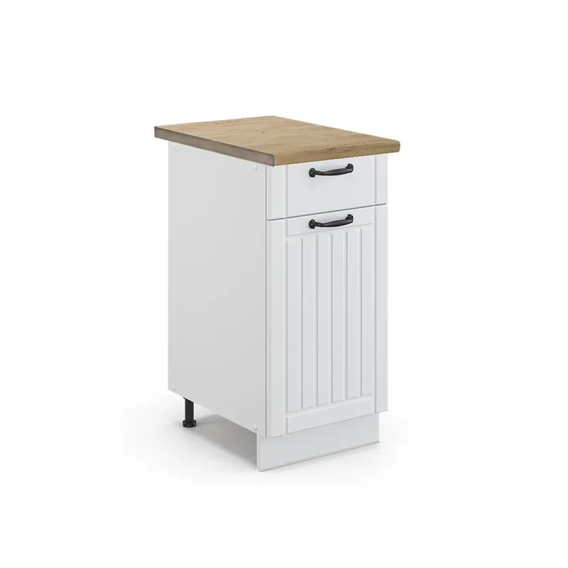 Plată sigură Dulap de bază de bucătărie Fame-Line Casă de țară albă 40 cm , AP Stejar Vicco