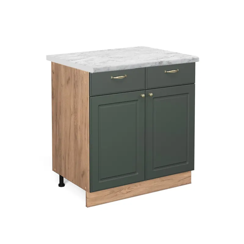 Dulap de bază de bucătărie Fame-Line Casă de țară verde și aurie 80 cm , AP Marmură Vicco Reducere de preț
