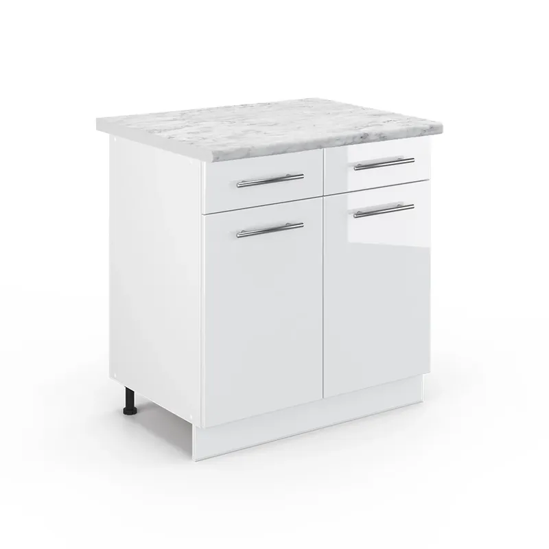 Dulap de bază de bucătărie Fame-Line Alb lucios ridicat 80 cm , AP Marmură Vicco Ofertă