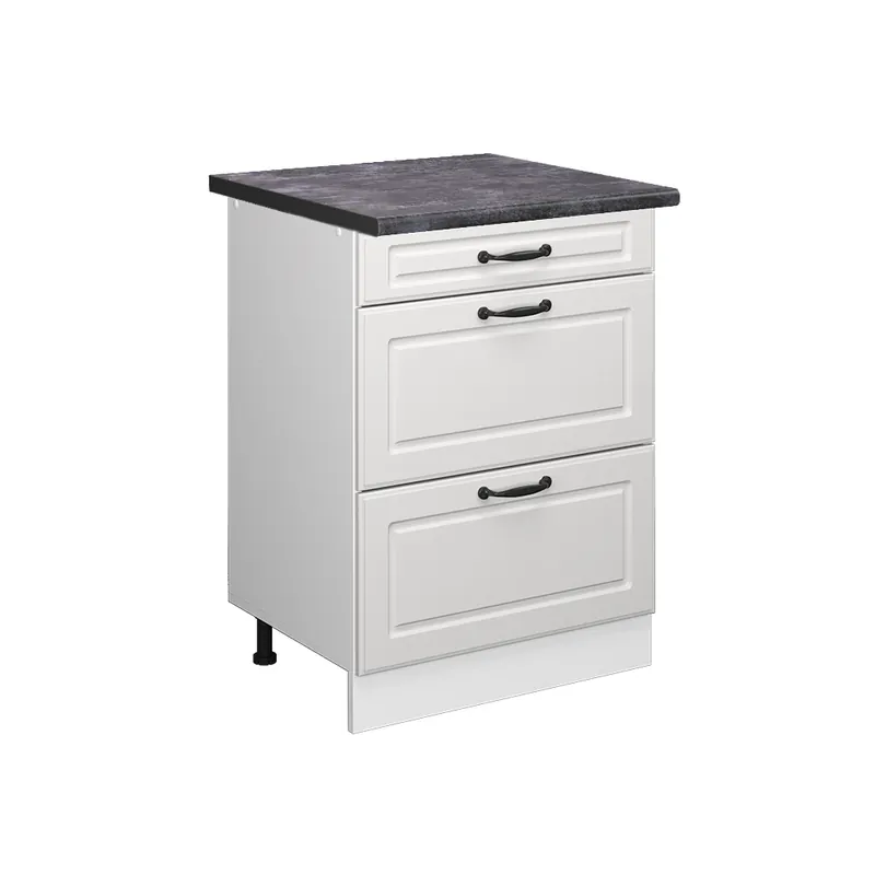 Ofertă specială Dulap de bază de bucătărie R-Line Casă de țară albă 60 cm cu sertare, AP antracit Vicco