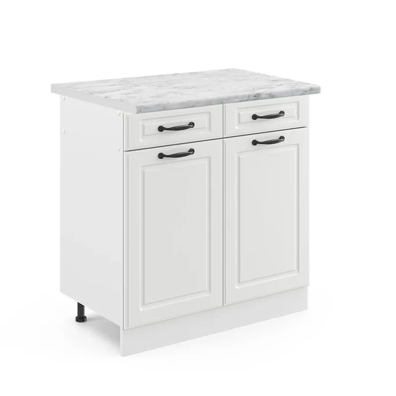 Livrare rapidă Dulap de bază de bucătărie R-Line Casă de țară albă 80 cm , AP Marmură Vicco
