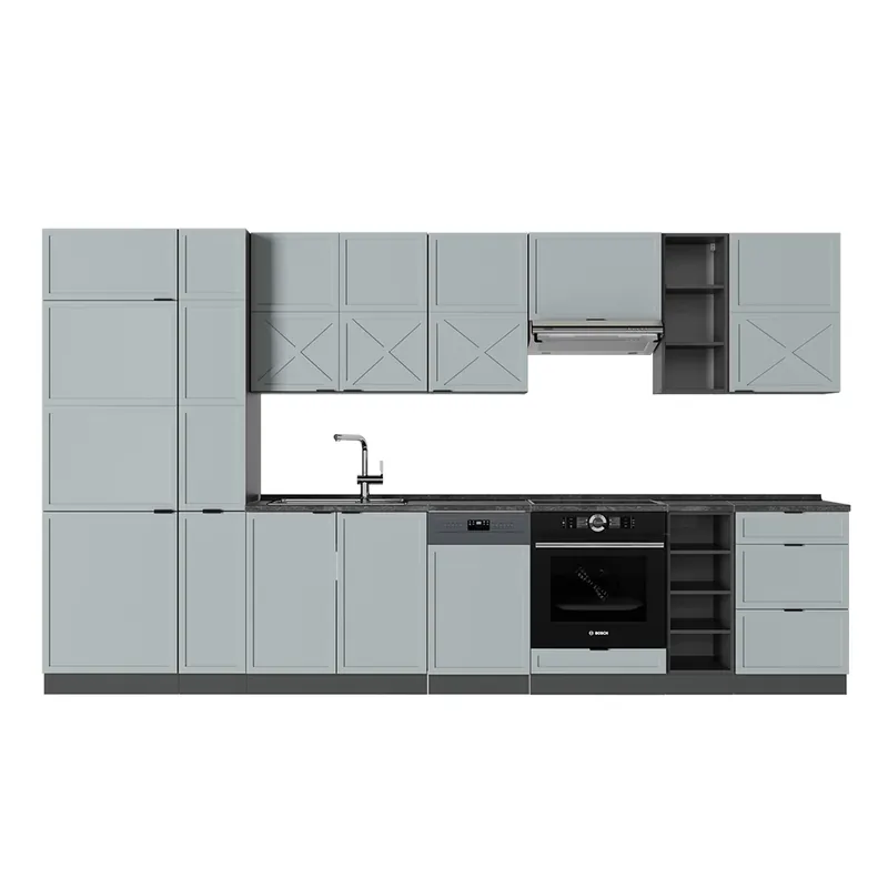 Cel mai bun preț Kitchenette Fame-Line Albastru-gri deschis/antracit 355 cm , AP Antracit Vicco