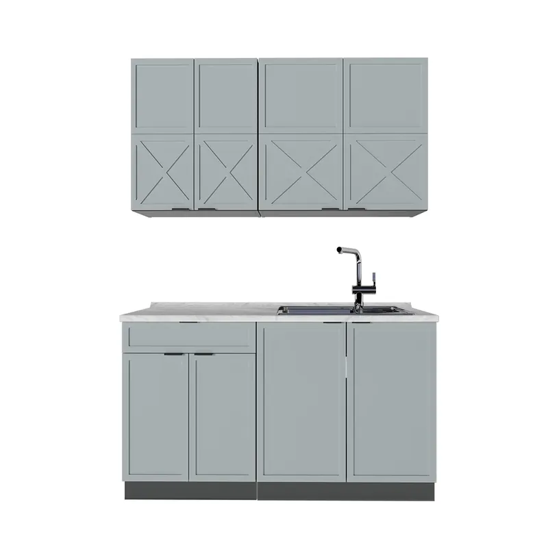 Reduceri Bucătărie simplă Fame-Line Albastru-gri deschis/antracit 140 cm fara blat Vicco