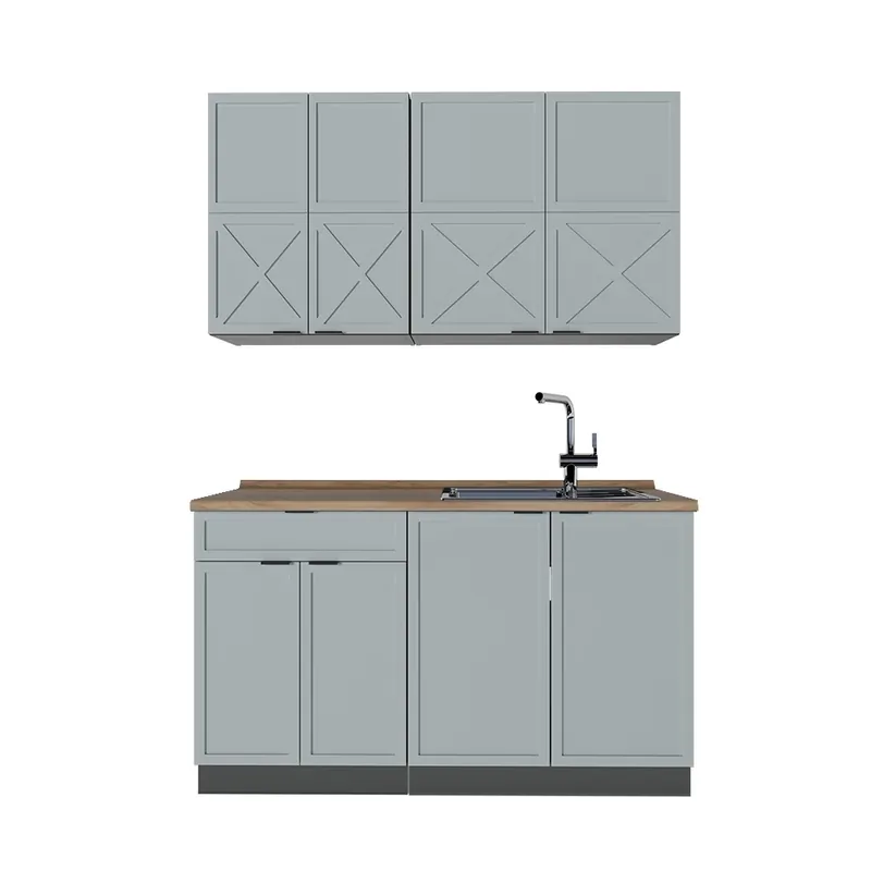 Bucătărie simplă Fame-Line Albastru-gri deschis/antracit 140 cm , AP Stejar Vicco Cumpărături sigure
