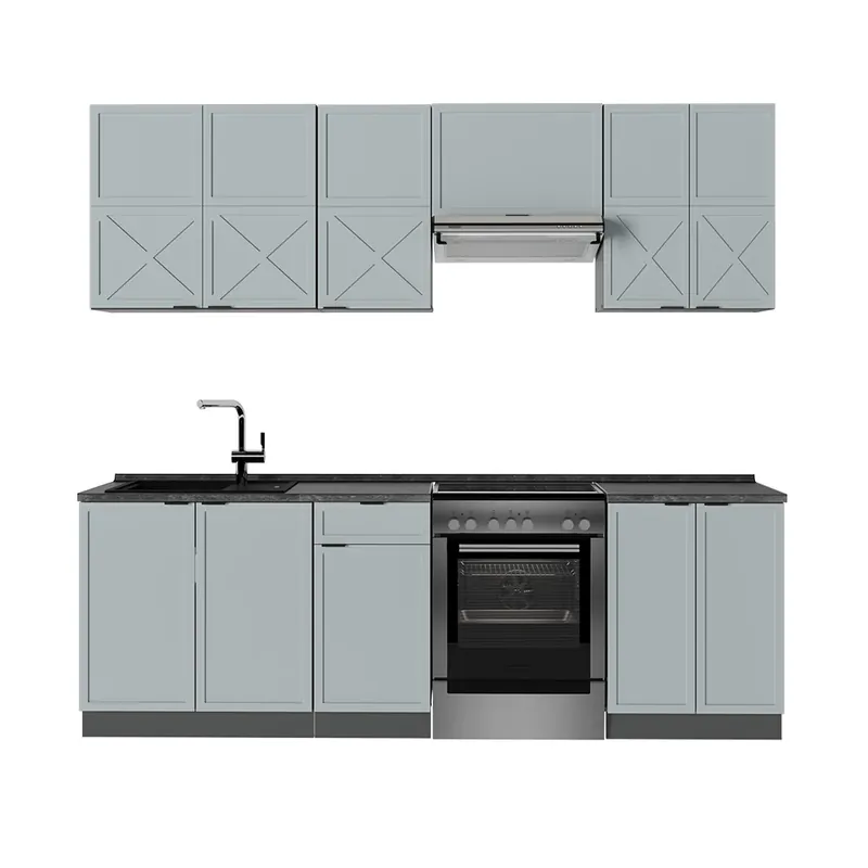 Reduceri Kitchenette Fame-Line Albastru-gri deschis/antracit 240 cm , AP Antracit Vicco