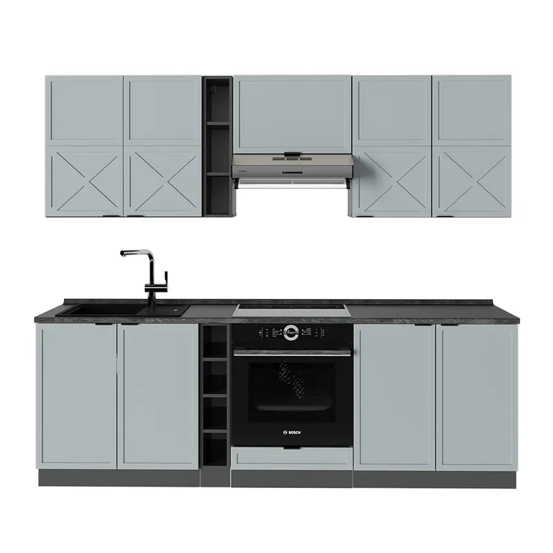 Cel mai bun preț Kitchenette Fame-Line Albastru-gri deschis/antracit 235 cm fara blat Vicco