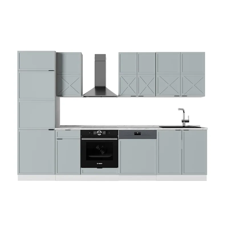 Retur gratuit Kitchenette Fame-Line Albastru deschis-gri/alb 300 cm fara blat Vicco