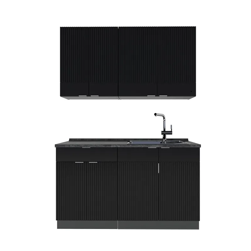 Bucătărie simplă Fame-Line Dungi negre/antracit 140 cm fara blat Vicco Disponibil imediat