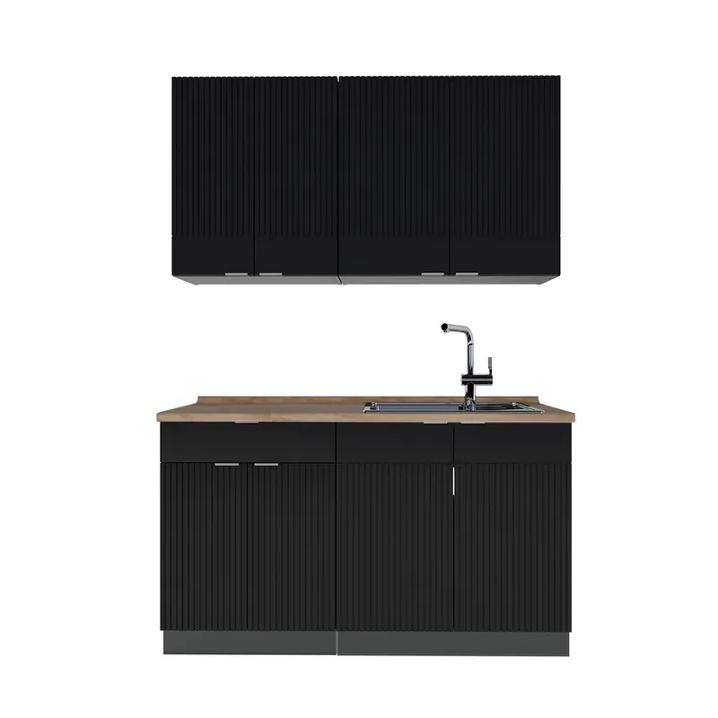 Bucătărie simplă Fame-Line Dungi negre/antracit 140 cm , AP Stejar Vicco Ofertă limitată