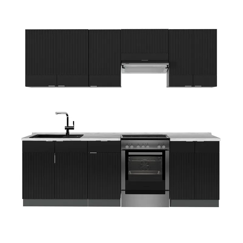 Reduceri Kitchenette Fame-Line Dungi negre/antracit 240 cm fara blat Vicco