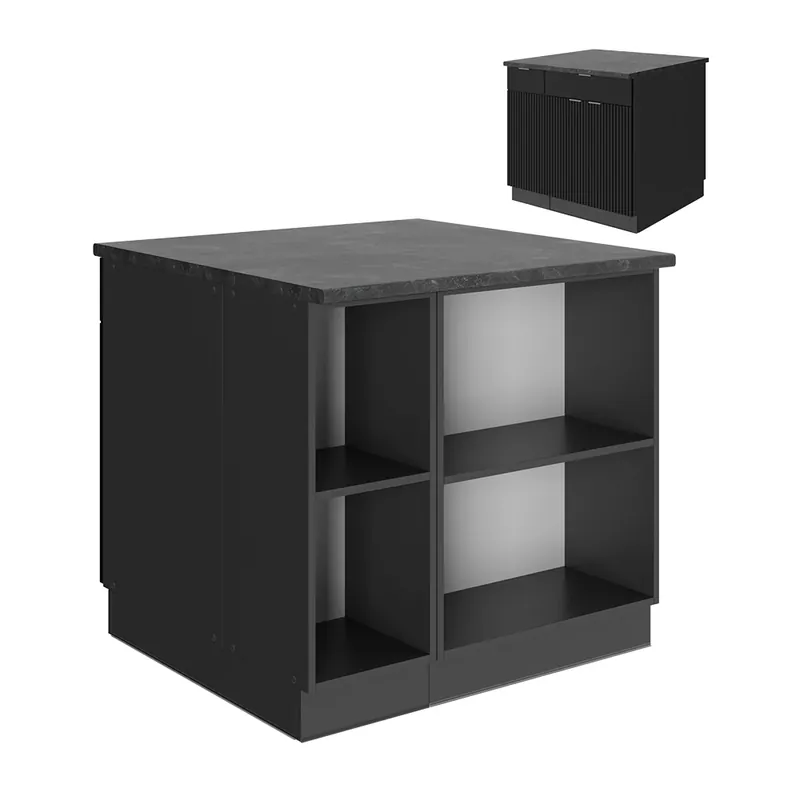 Super ofertă Insula de bucătărie Fame-Line dungi negre 90 cm cu sertar, fara blat Vicco