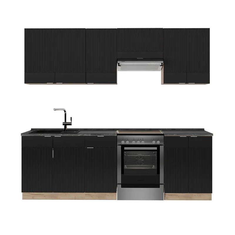 Vezi acum Kitchenette Fame-Line Dungi negre/Stejar Goldkraft 240 cm , AP Antracit Vicco