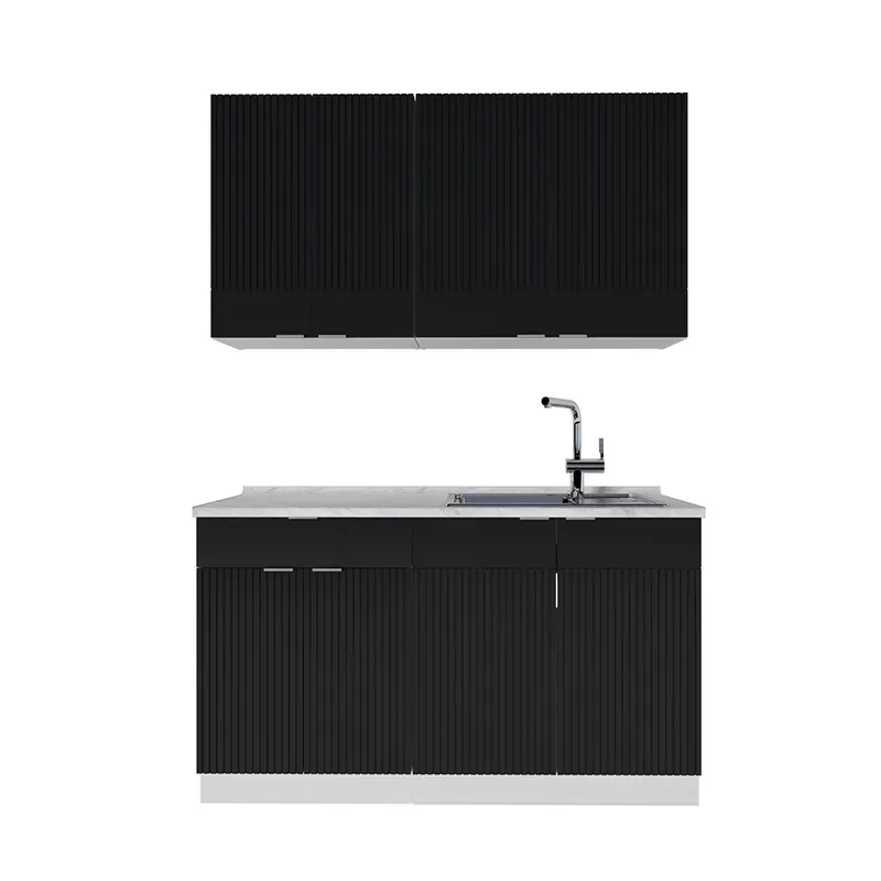 Vezi acum Bucătărie simplă Fame-Line dungi negre/albe 140 cm fara blat Vicco