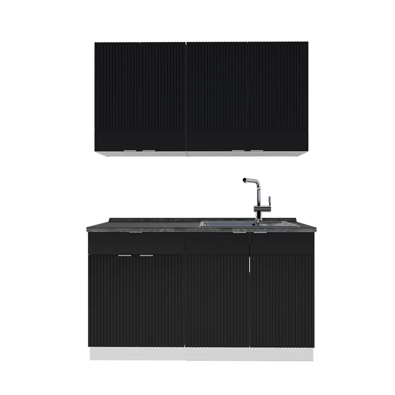Bucătărie simplă Fame-Line dungi negre/albe 140 cm , AP Antracit Vicco Preț redus