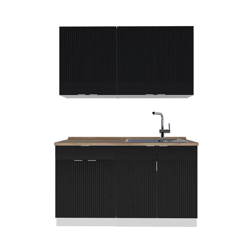 Cel mai bun preț Bucătărie simplă Fame-Line dungi negre/albe 140 cm , AP Stejar Vicco