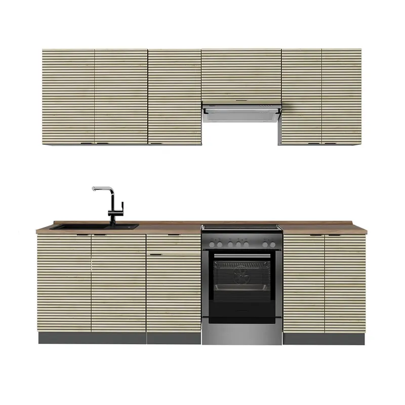 Retur gratuit Kitchenette Fame-Line Panou stejar/antracit 240 cm , AP Stejar Vicco