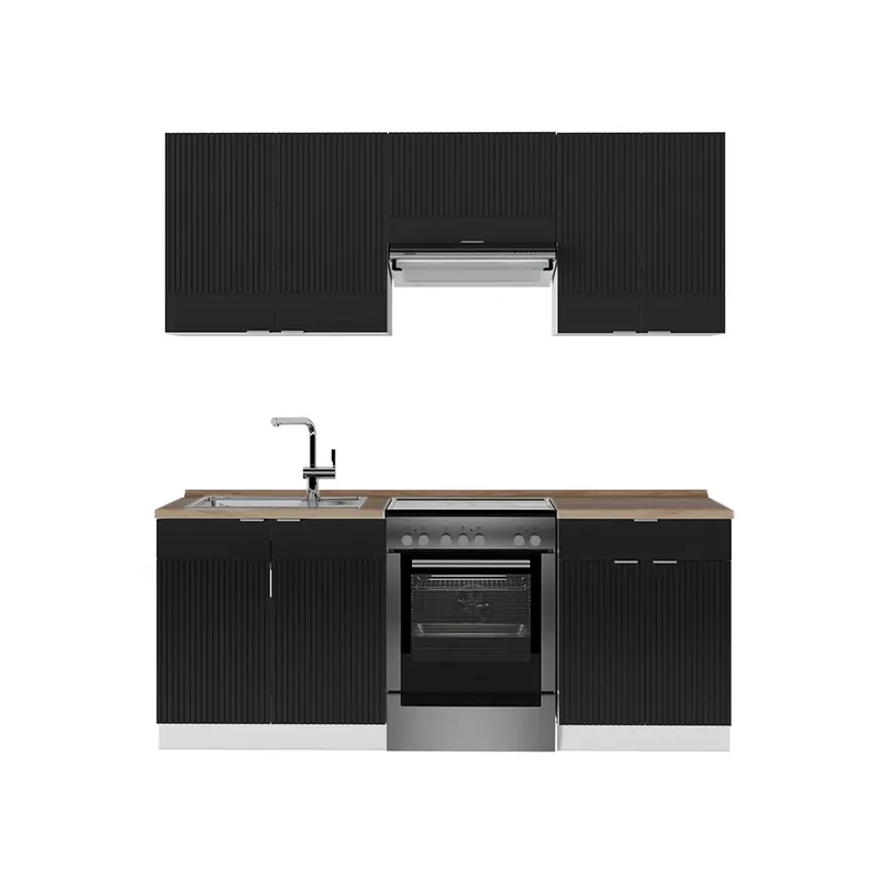 Vezi acum Kitchenette Fame-Line dungi negre/albe 200 cm , AP Stejar Vicco
