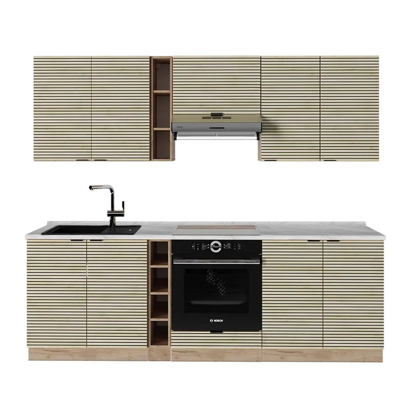 Retur gratuit Kitchenette Fame-Line Panou stejar/stejar Goldkraft 235 cm fara blat Vicco
