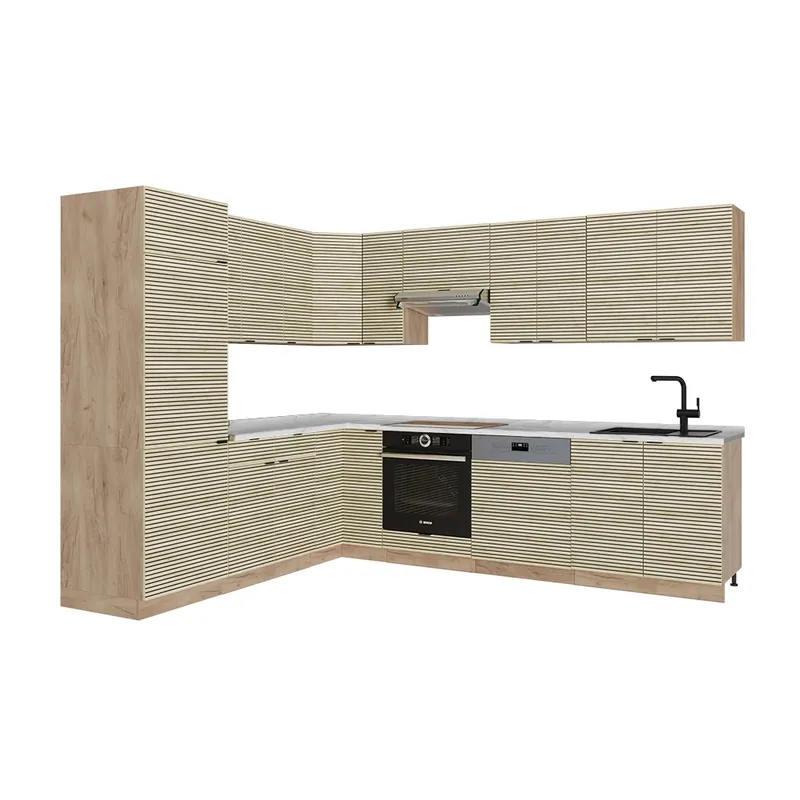 Bestseller Bucătărie de colț Fame-Line Panou stejar/stejar Goldkraft 287 x 46 cm fara blat Vicco