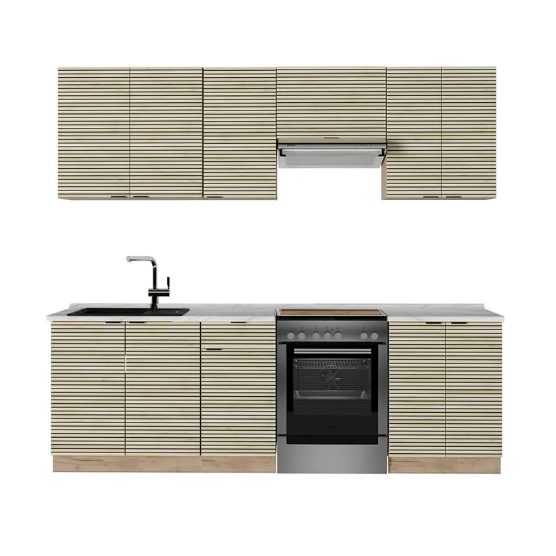 Kitchenette Fame-Line Panou stejar/stejar Goldkraft 240 cm , AP Marmură Vicco Disponibil imediat