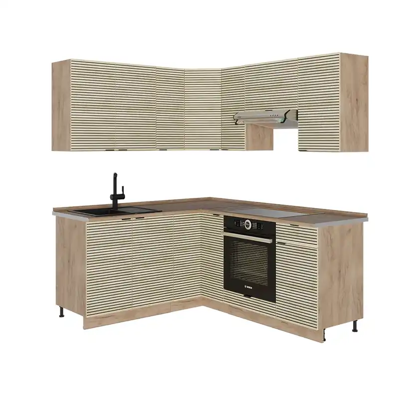Bestseller Bucătărie de colț Fame-Line Panou stejar/stejar Goldkraft 190 x 46 cm fara blat Vicco