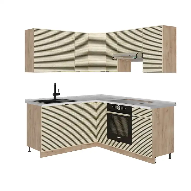 Bucătărie de colț Fame-Line Panou stejar/stejar Goldkraft 190 x 60 cm , AP Marmură Vicco Cumpără online