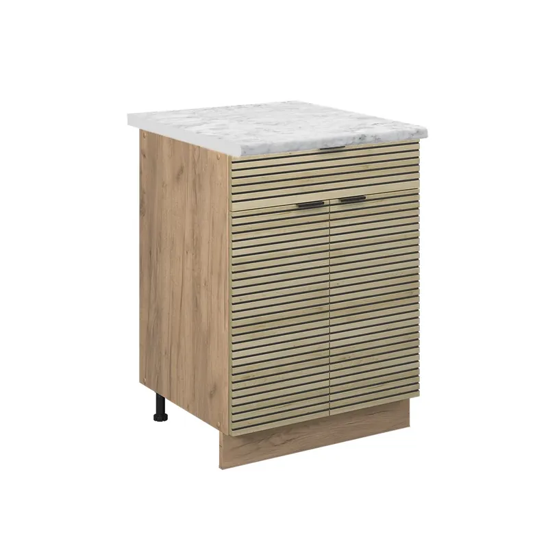 Reducere extra Dulap de bază de bucătărie Fame-Line Panou de stejar 60 cm cu sertar, marmura AP Vicco