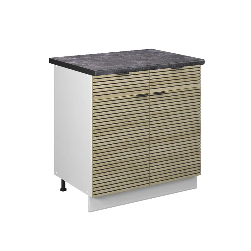 Noutate Dulap de bază de bucătărie Fame-Line Panou de stejar 80 cm , AP Antracit Vicco
