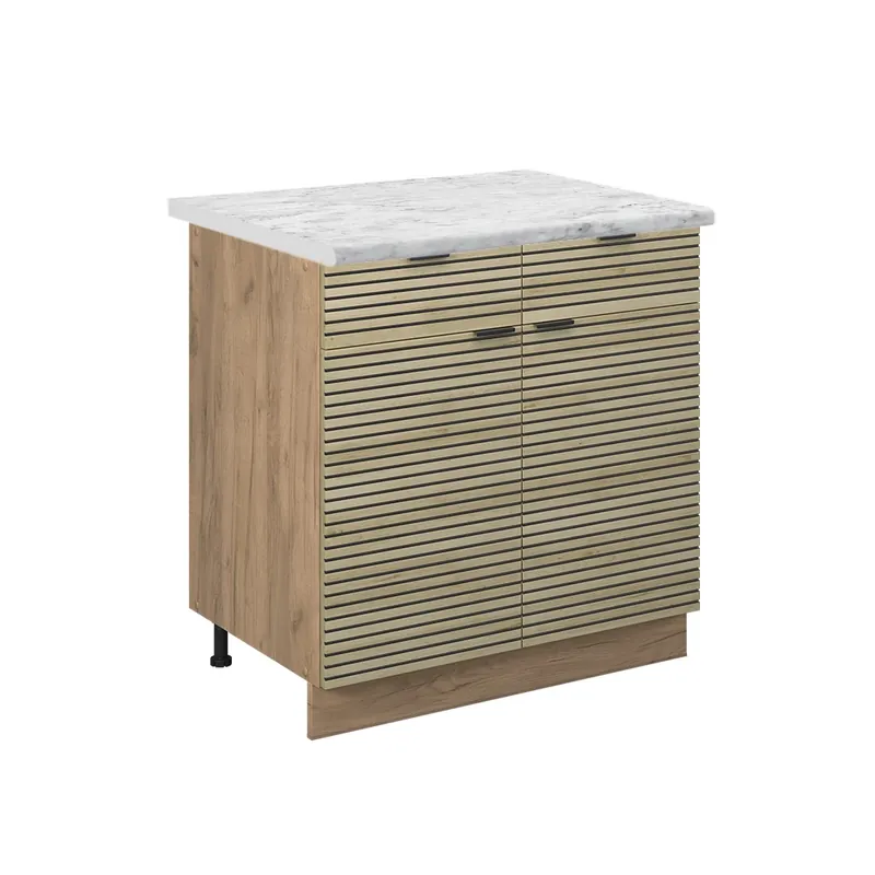Livrare rapidă Dulap de bază de bucătărie Fame-Line Panou de stejar 80 cm , AP Marmură Vicco