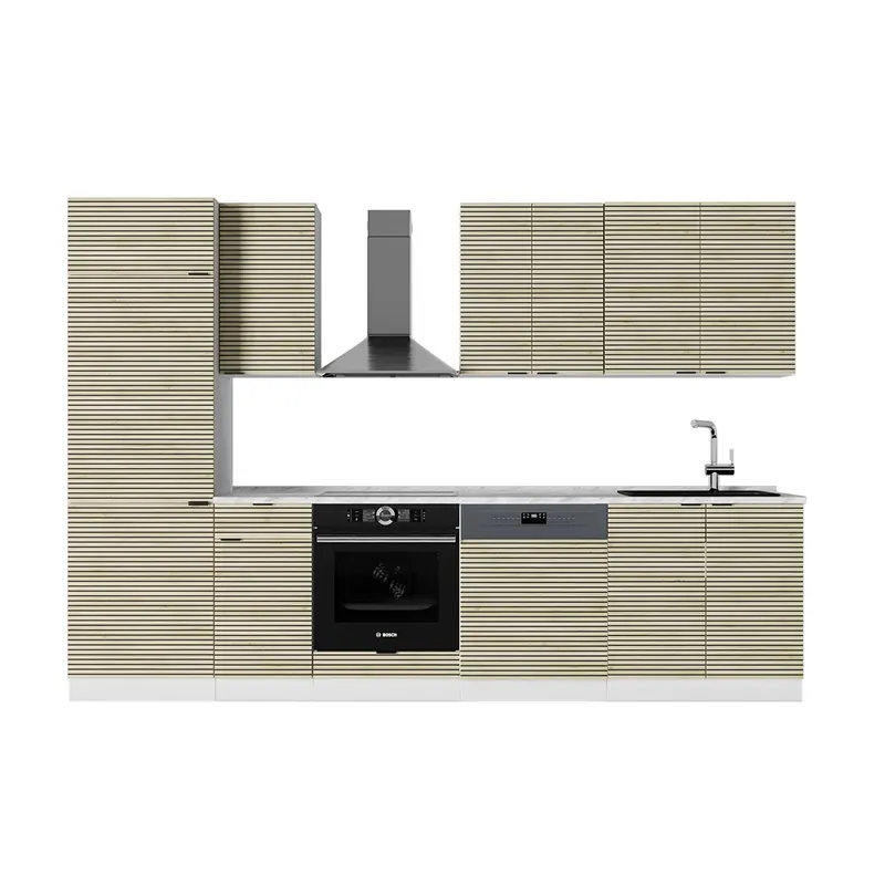 Chilipir Kitchenette Fame-Line Panou stejar/alb 300 cm , AP Marmură Vicco