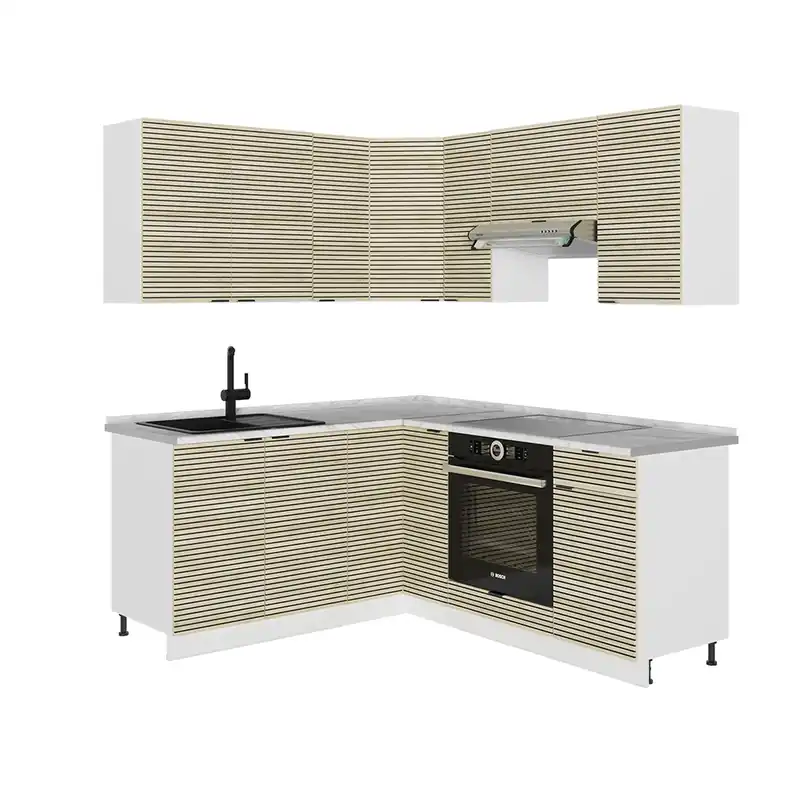 Bucătărie de colț Fame-Line Panou stejar/alb 190 x 60 cm , AP Marmură Vicco Reduceri