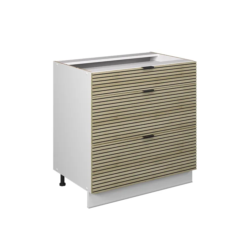 Dulap de bază de bucătărie Fame-Line Panou de stejar 80 cm cu 3 sertare, fara blat Vicco Retur gratuit