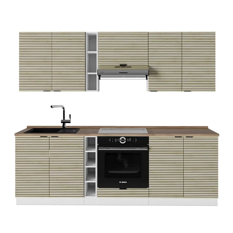 Kitchenette Fame-Line Panou stejar/alb 235 cm , AP Stejar Vicco Expediere rapidă