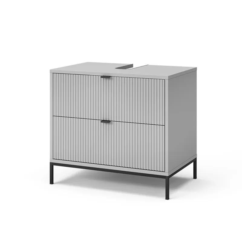 Livrare rapidă Dulap de bază pentru chiuvetă Eliza Gri 70x63 cm Cu 2 sertare detașabile Vicco