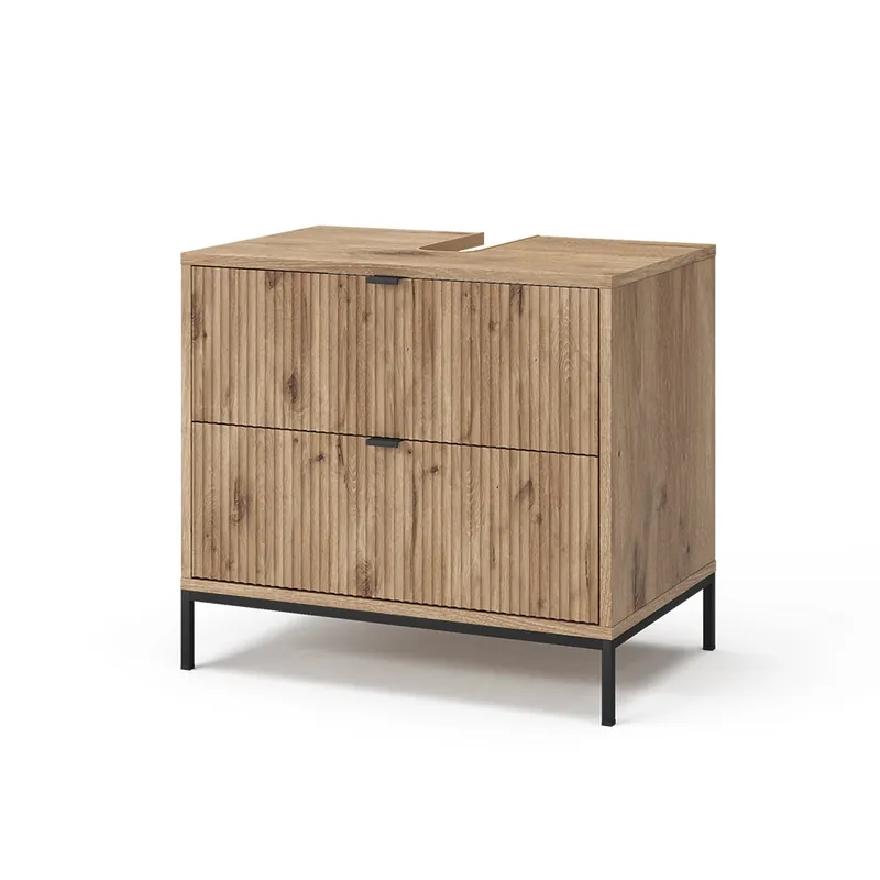Livrare rapidă Dulap de bază pentru chiuvetă Eliza Stejar viking 70x63 cm Cu 2 sertare detașabile Vicco