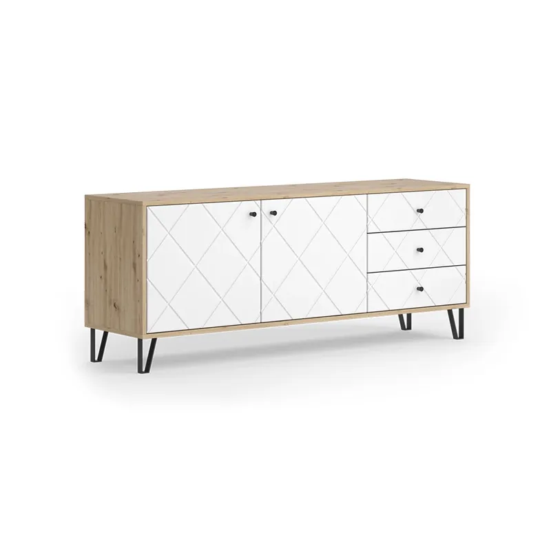 Livrare rapidă Lowboard Nizza Stejar artizanal 150.2x60.2 cm cu 3 sertare si 2 usi Vicco