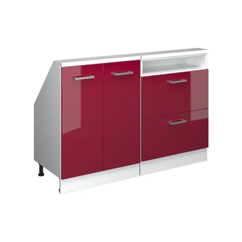 Dulap de bucătărie pentru acoperișuri înclinate R-Line Roșu/alb lucios 120 cm Set de 2 Vicco Ieftin