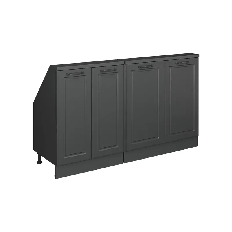 Dulap de bucătărie pentru acoperișuri înclinate R-Line Casă de țară antracit 140 cm Set de 2 Vicco Plată securizată