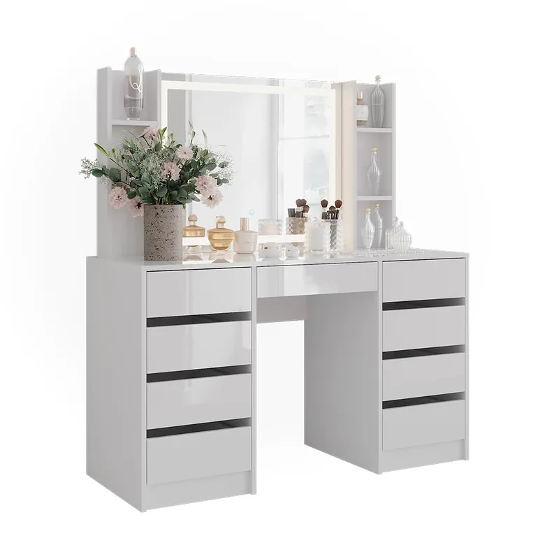 Masuta de toaleta Sherry Alb/alb lucios 128.2 cm 7 părți Vicco Reducere extra