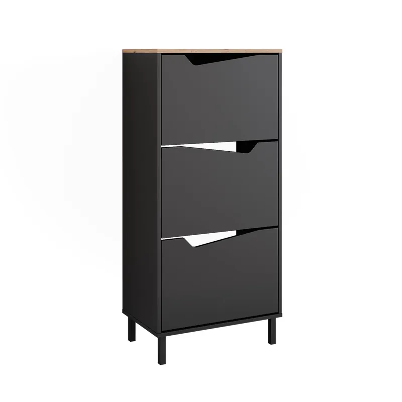 Basculator de pantofi Marelle Antracit/Artisan 60x129.5 cm cu 3 compartimente Vicco Ultima șansă