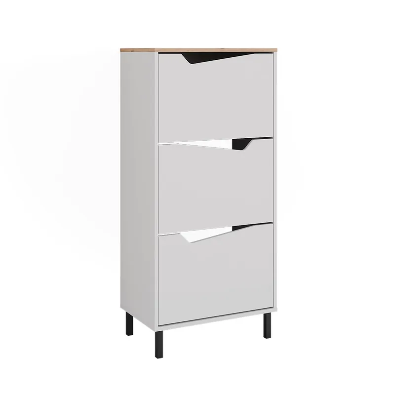 Basculator de pantofi Marelle Alb/Artisan 60x129.5 cm cu 3 compartimente Vicco Popular