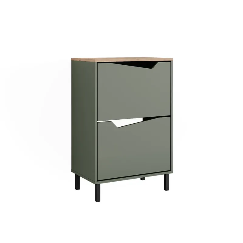 Basculator de pantofi Marelle Verde/Artisan 60x91.6 cm cu 2 compartimente Vicco Retur ușor